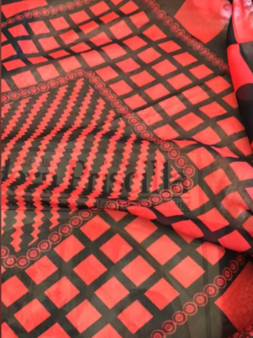 Red Black Paisley and Checkered Scarf